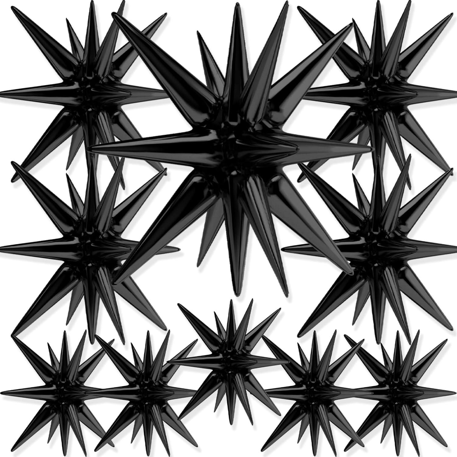 imagePartyWoo Red Star Foil Balloons 6pcs Different Sizes Pack of 27 22 Inch Large Explosion Spike Mylar Balloons for Graduation Wedding Anniversary Birthday Bachelorette Engagement Party DecorationsBlack