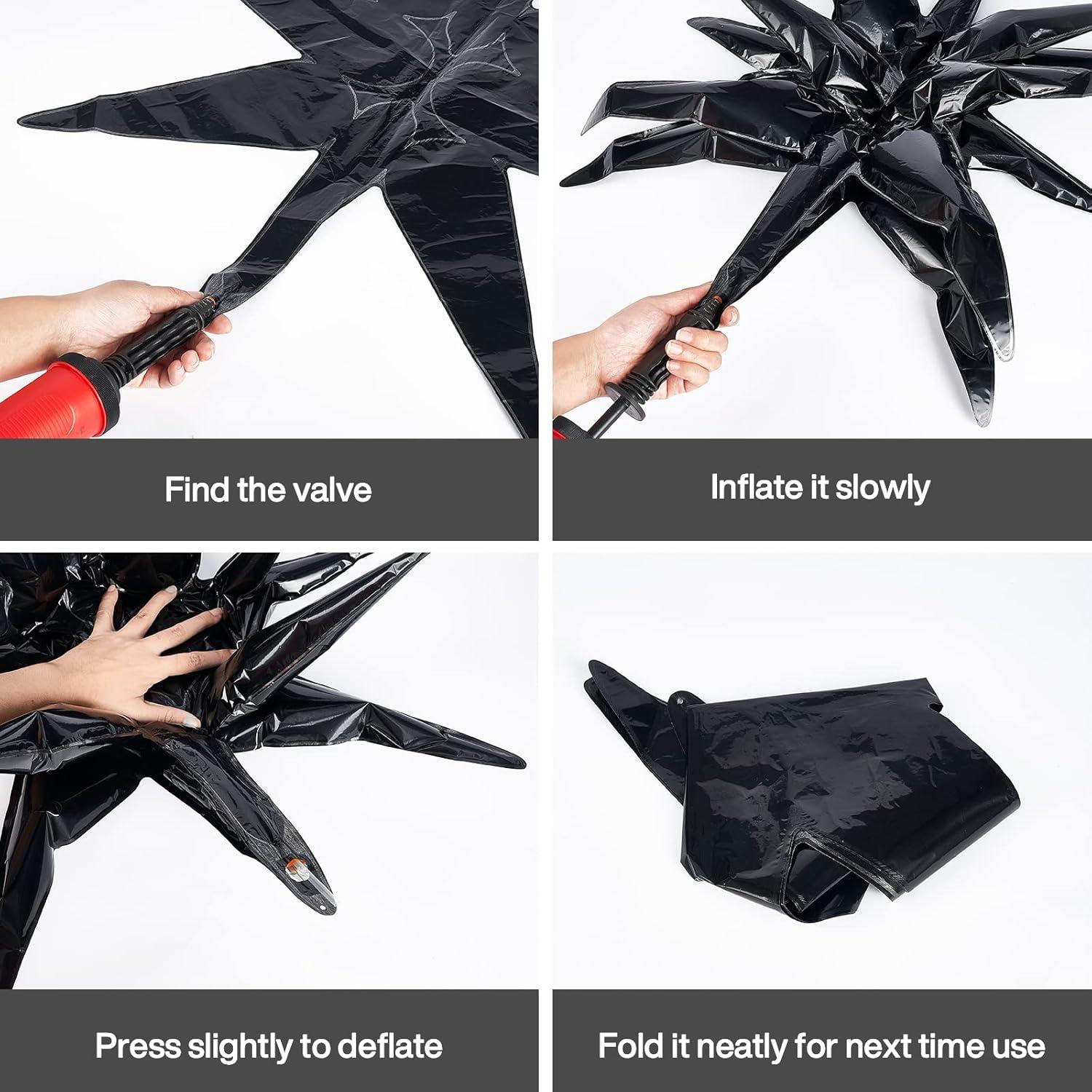 imagePartyWoo Red Star Foil Balloons 6pcs Different Sizes Pack of 27 22 Inch Large Explosion Spike Mylar Balloons for Graduation Wedding Anniversary Birthday Bachelorette Engagement Party DecorationsBlack