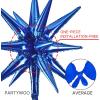 PartyWoo Metallic Gold Star Balloons 110pcs Different Sizes 18 12 10 5 Inch Pack 22 Inch Gold Spike Star Explosion Foil Mylar Balloon Arch Kit for Birthday Engagement Party Decorations Gold-G101(Blue – Nile Blue)