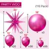 PartyWoo Metallic Gold Star Balloons 110pcs Different Sizes 18 12 10 5 Inch Pack 22 Inch Gold Spike Star Explosion Foil Mylar Balloon Arch Kit for Birthday Engagement Party Decorations Gold-G101(Pink – Metallic Magenta)