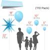 PartyWoo Metallic Gold Star Balloons 110pcs Different Sizes 18 12 10 5 Inch Pack 22 Inch Gold Spike Star Explosion Foil Mylar Balloon Arch Kit for Birthday Engagement Party Decorations Gold-G101(Blue – Pastel Blue)