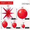 PartyWoo Metallic Gold Star Balloons 110pcs Different Sizes 18 12 10 5 Inch Pack 22 Inch Gold Spike Star Explosion Foil Mylar Balloon Arch Kit for Birthday Engagement Party Decorations Gold-G101(Red)