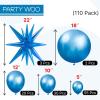 PartyWoo Metallic Gold Star Balloons 110pcs Different Sizes 18 12 10 5 Inch Pack 22 Inch Gold Spike Star Explosion Foil Mylar Balloon Arch Kit for Birthday Engagement Party Decorations Gold-G101(Blue – Metallic Blue)
