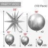 PartyWoo Metallic Gold Star Balloons 110pcs Different Sizes 18 12 10 5 Inch Pack 22 Inch Gold Spike Star Explosion Foil Mylar Balloon Arch Kit for Birthday Engagement Party Decorations Gold-G101(Silver)