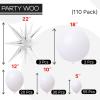 PartyWoo Metallic Gold Star Balloons 110pcs Different Sizes 18 12 10 5 Inch Pack 22 Inch Gold Spike Star Explosion Foil Mylar Balloon Arch Kit for Birthday Engagement Party Decorations Gold-G101(White)