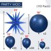 PartyWoo Metallic Gold Star Balloons 110pcs Different Sizes 18 12 10 5 Inch Pack 22 Inch Gold Spike Star Explosion Foil Mylar Balloon Arch Kit for Birthday Engagement Party Decorations Gold-G101(Blue – Nile Blue)