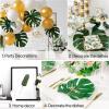 PartyWoo Palm Leaves, 34 pcs Fake Artificiall Palm Leaves, Summer Tropical Fiesta Party Decorations, Flamingo Hawaiian Party Supplies