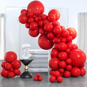 PartyWoo Metallic Gold Balloons, 85 pcs Gold Metallic Balloons Different Sizes Pack of 18 Inch 12 Inch 10 Inch 5 Inch Gold Balloons for Balloon Garland or Balloon Arch as Party Decorations, Gold-G101(Red-y57)