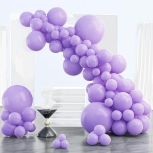 PartyWoo Metallic Gold Balloons, 85 pcs Gold Metallic Balloons Different Sizes Pack of 18 Inch 12 Inch 10 Inch 5 Inch Gold Balloons for Balloon Garland or Balloon Arch as Party Decorations, Gold-G101(Pastel Purple-q10)