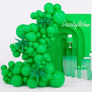 PartyWoo Metallic Gold Star Balloons 110pcs Different Sizes 18 12 10 5 Inch Pack 22 Inch Gold Spike Star Explosion Foil Mylar Balloon Arch Kit for Birthday Engagement Party Decorations Gold-G101(Green – Malachite Green)