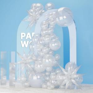 PartyWoo Metallic Gold Star Balloons 110pcs Different Sizes 18 12 10 5 Inch Pack 22 Inch Gold Spike Star Explosion Foil Mylar Balloon Arch Kit for Birthday Engagement Party Decorations Gold-G101(Clear)
