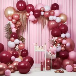PartyWoo Purple Gold and Green Balloon Arch Kit Garland 100pcs Different Sizes of 18 12 5 Inch Pearl Purple Gold Green Confetti Balloons for Mardi Gras Carnival Masquerade Birthday Party Decorations(Red-2442)