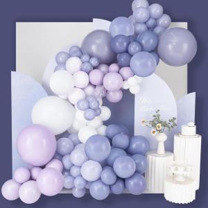 PartyWoo Purple Gold and Green Balloon Arch Kit Garland 100pcs Different Sizes of 18 12 5 Inch Pearl Purple Gold Green Confetti Balloons for Mardi Gras Carnival Masquerade Birthday Party Decorations(Purple-1491)