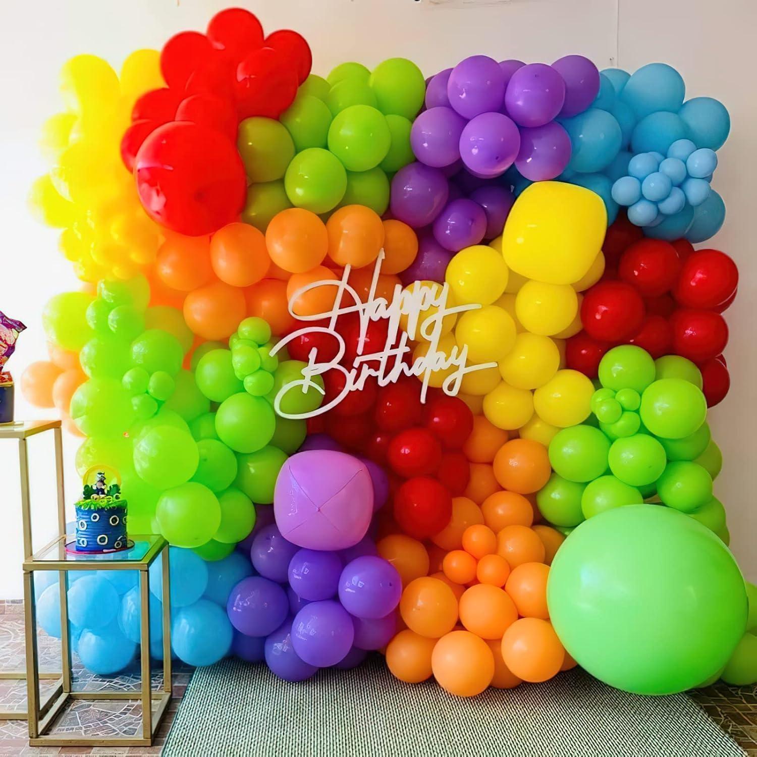 imagePartyWoo Rainbow Balloon Garland 100 pcs and Crepe Paper Streamers 6 Rolls