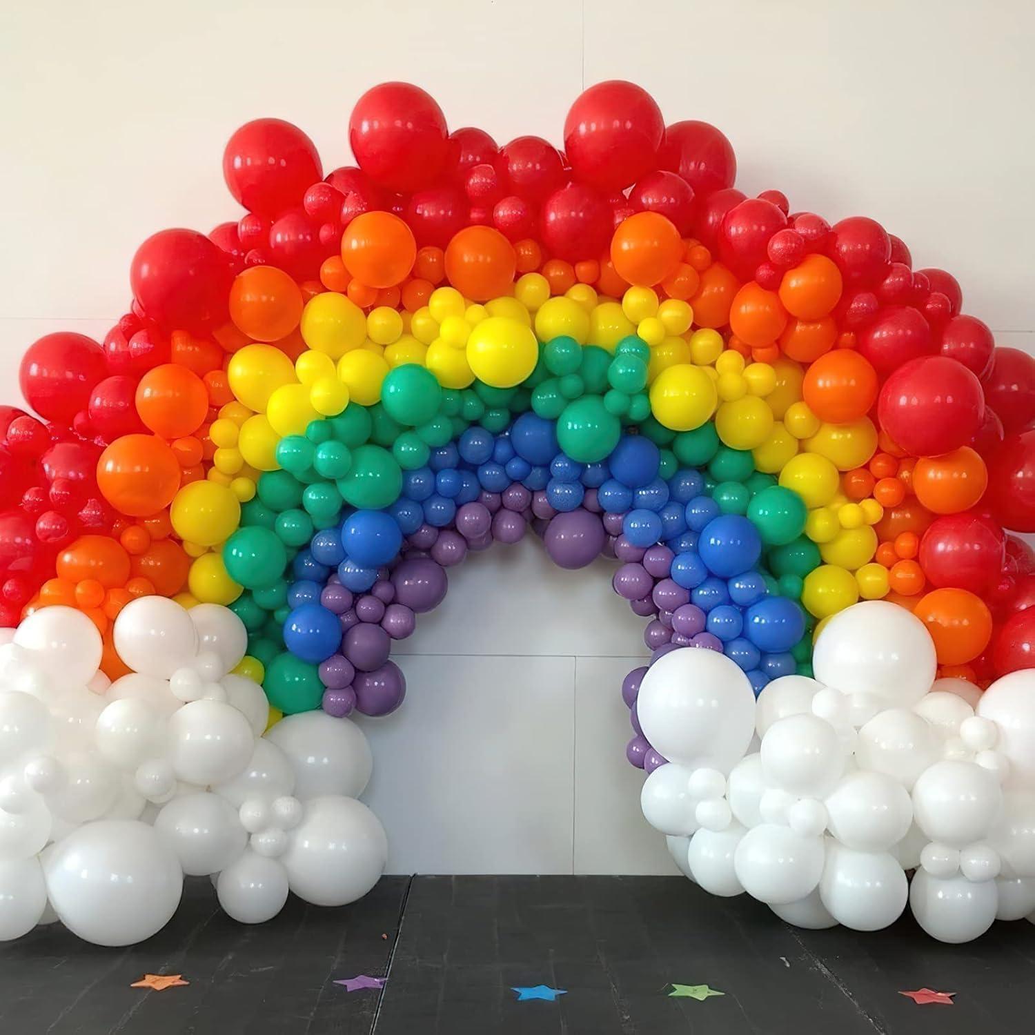 imagePartyWoo Rainbow Balloon Garland 100 pcs and Crepe Paper Streamers 6 Rolls
