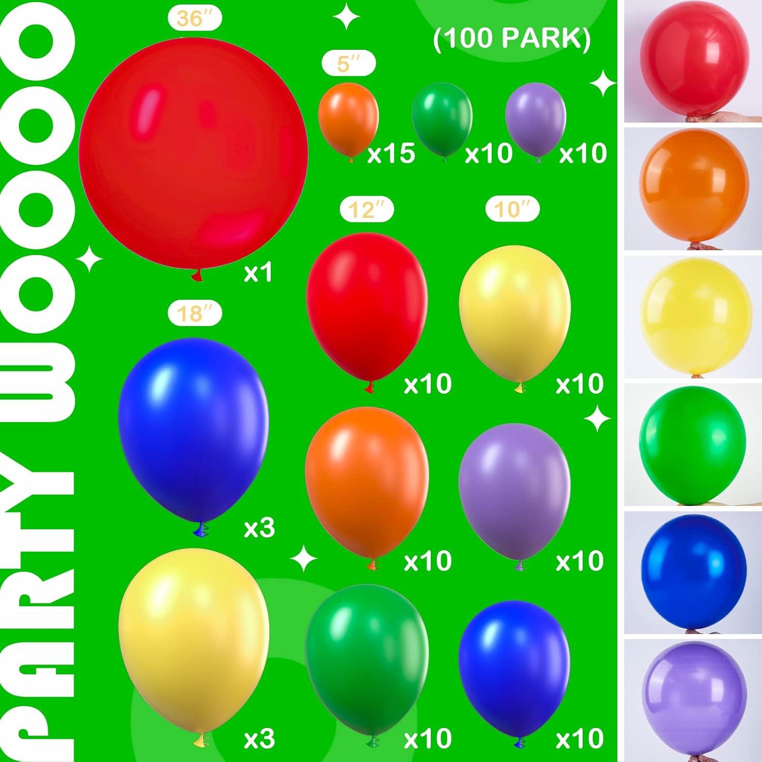 imagePartyWoo Rainbow Balloon Garland 100 pcs and Crepe Paper Streamers 6 Rolls