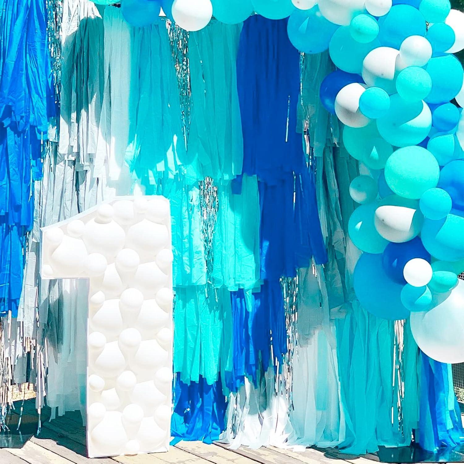 imagePartyWoo Teal Blue Balloons 120 pcs and Crepe Paper Streamers 4 Rolls