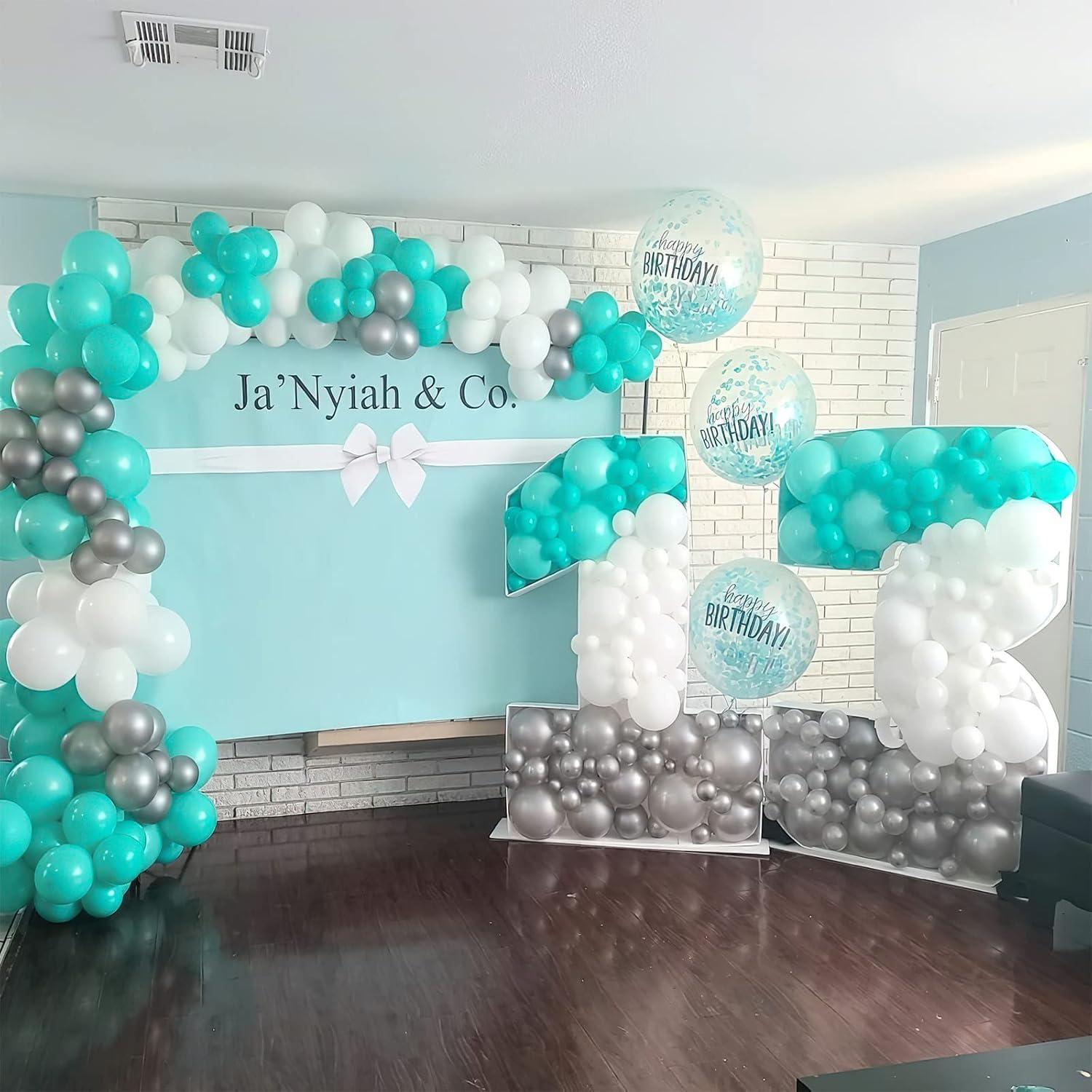 imagePartyWoo Teal Blue Balloons 120 pcs and Crepe Paper Streamers 4 Rolls