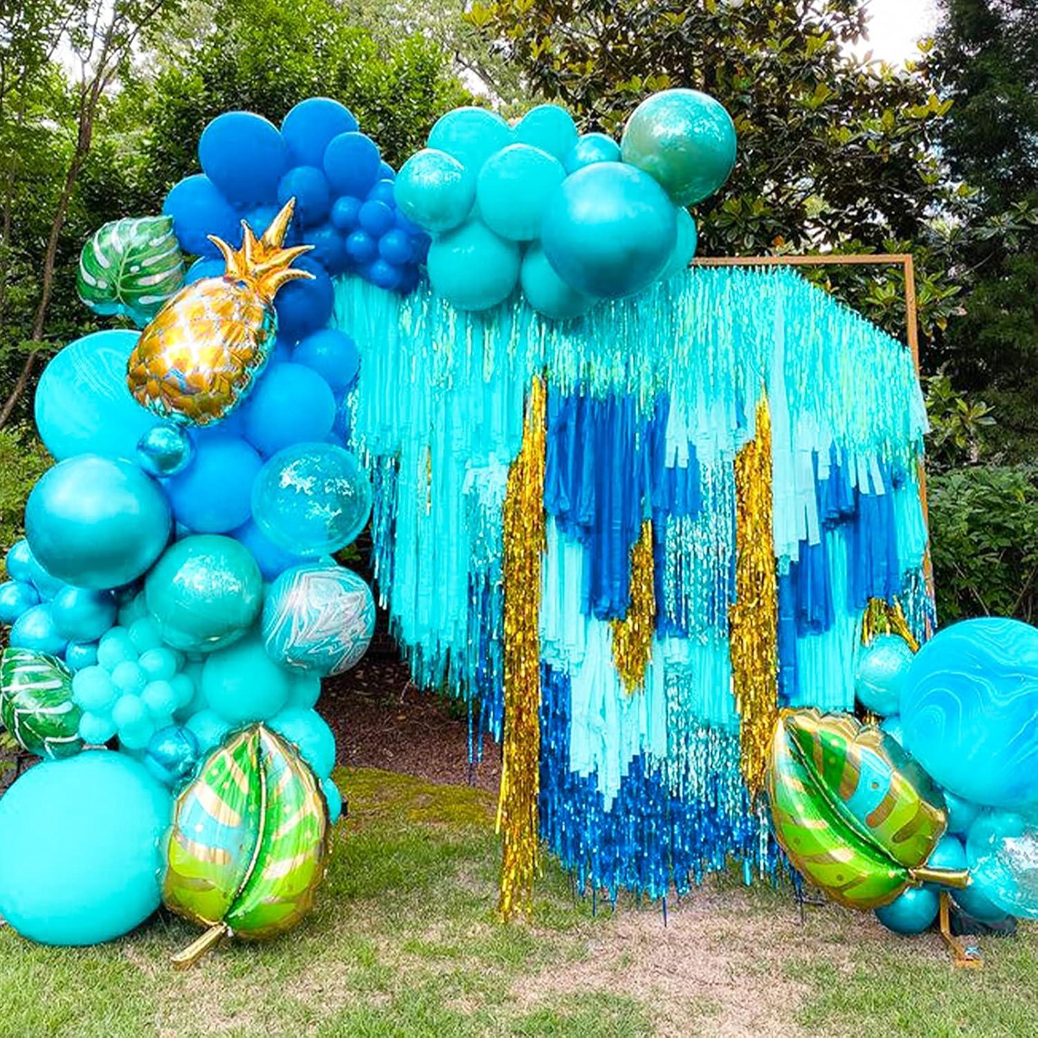 imagePartyWoo Teal Blue Balloons 120 pcs and Crepe Paper Streamers 4 Rolls