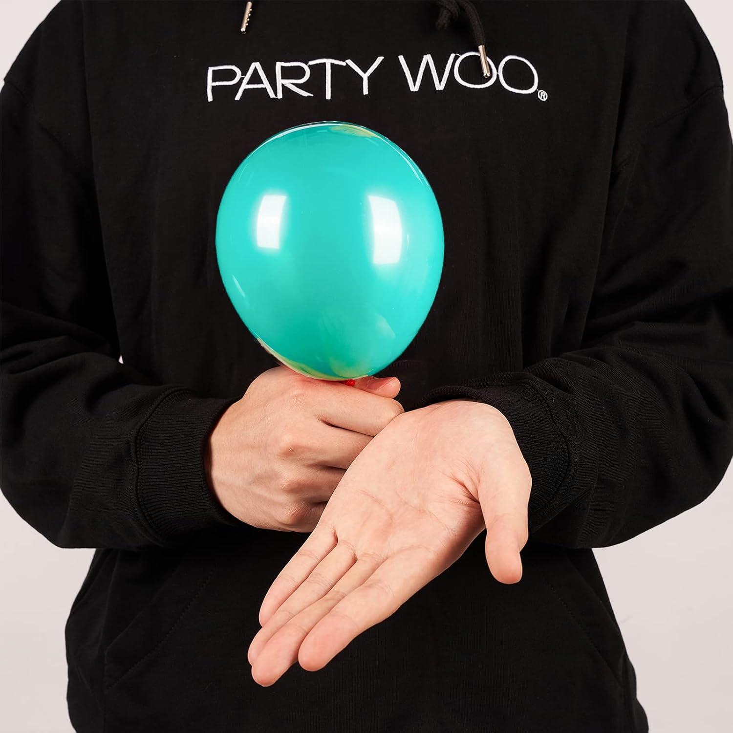 imagePartyWoo Teal Blue Balloons 120 pcs and Crepe Paper Streamers 4 Rolls