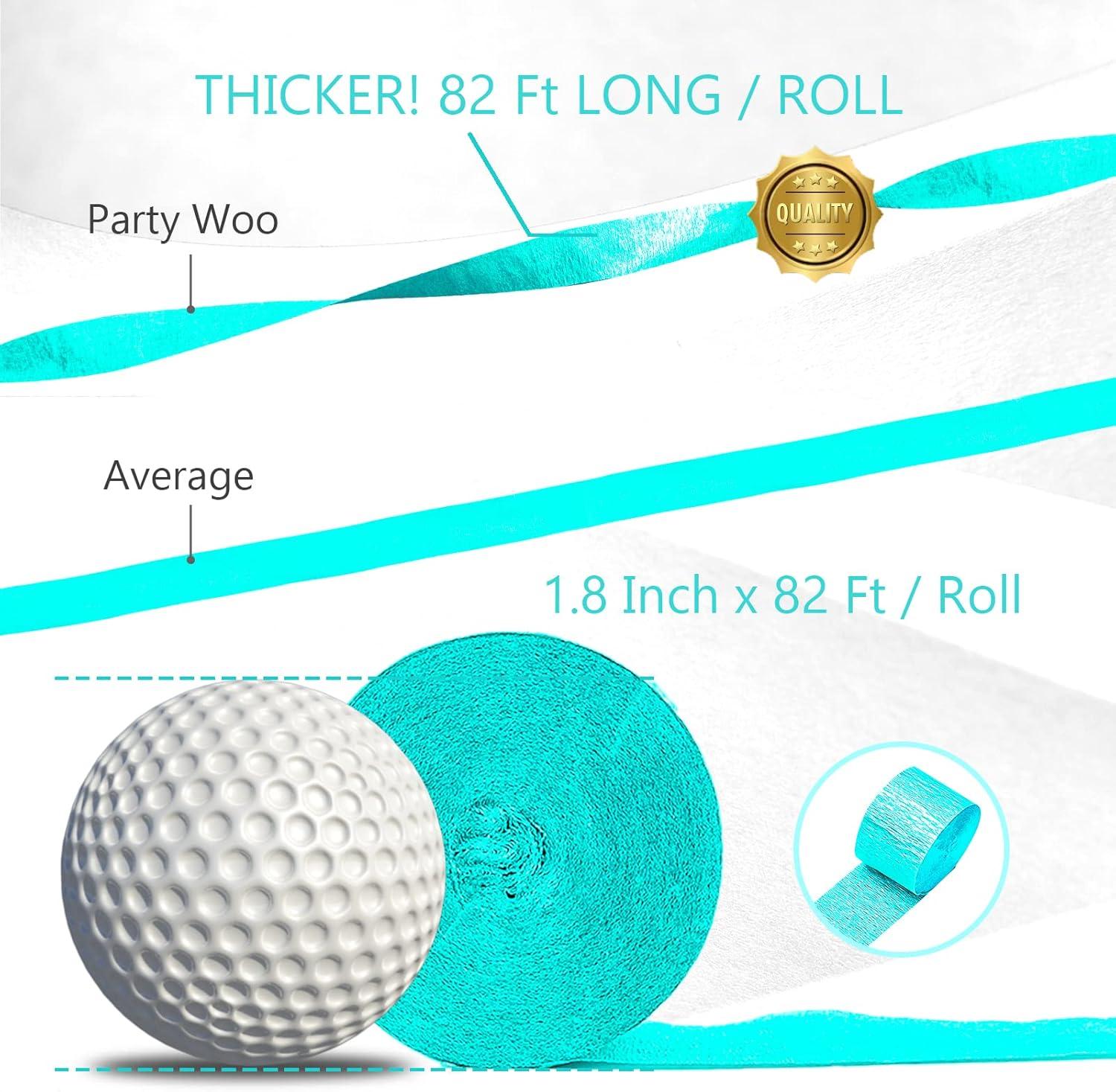 imagePartyWoo Teal Blue Balloons 120 pcs and Crepe Paper Streamers 4 Rolls
