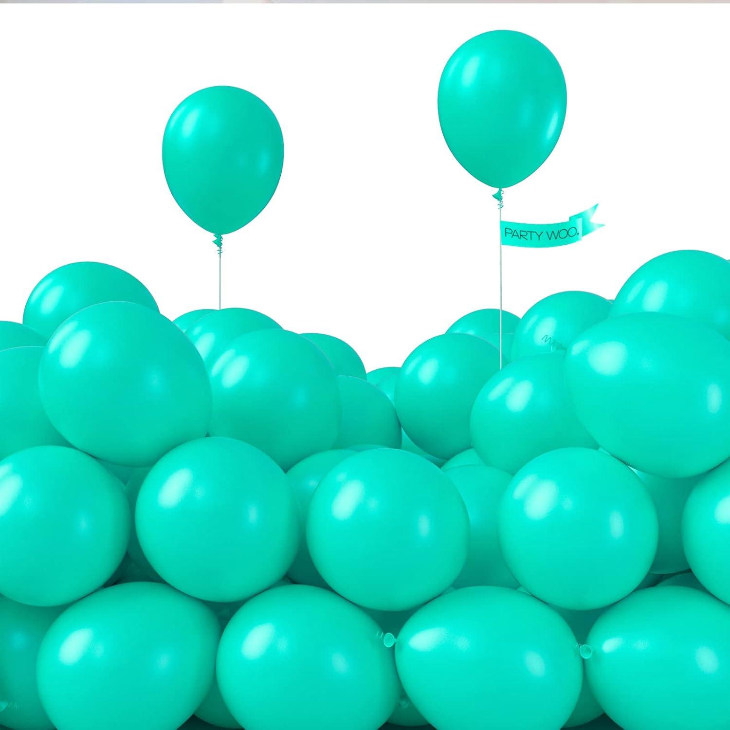 imagePartyWoo Teal Blue Balloons 120 pcs and Crepe Paper Streamers 4 Rolls