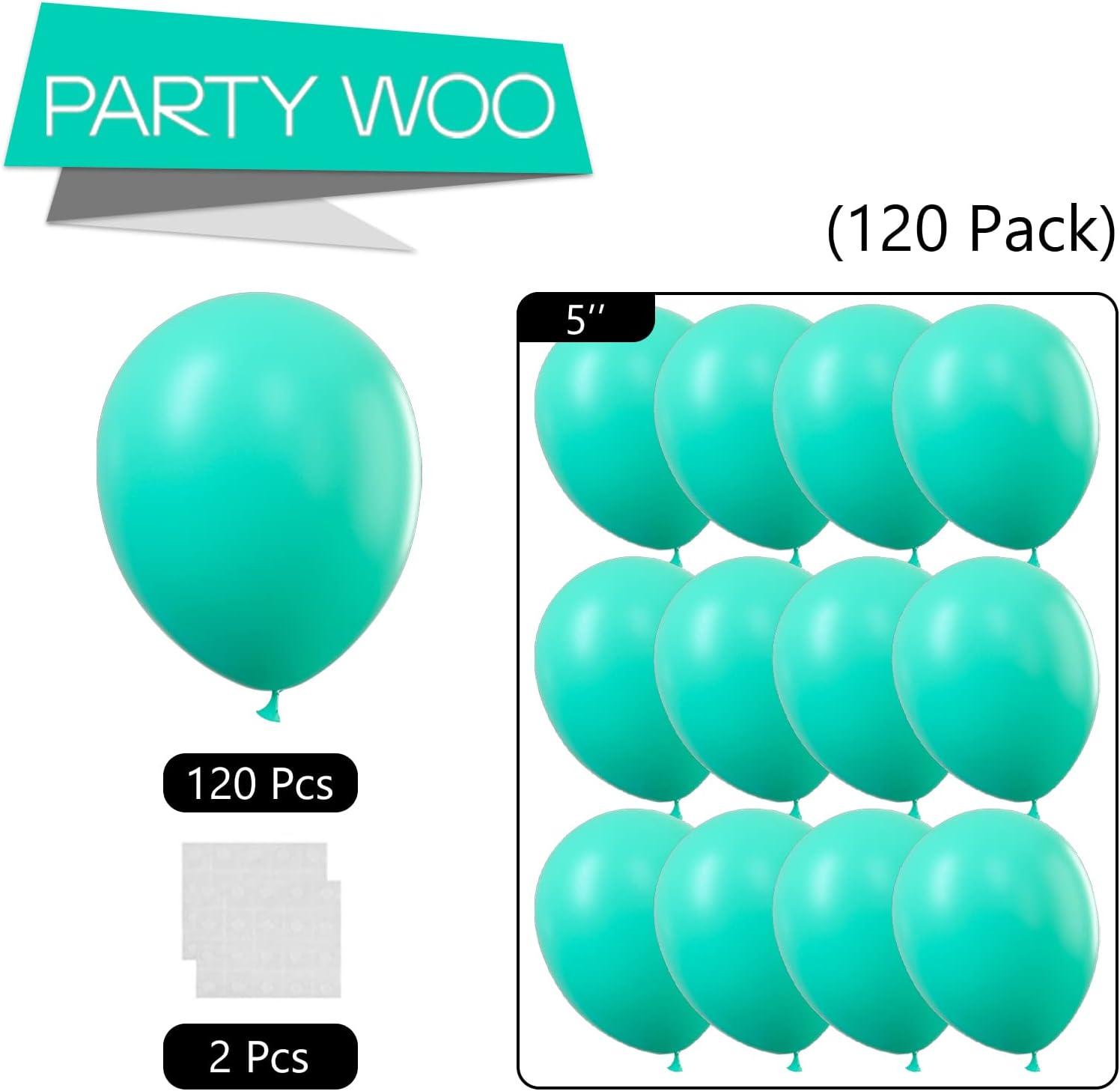 imagePartyWoo Teal Blue Balloons 120 pcs and Crepe Paper Streamers 4 Rolls