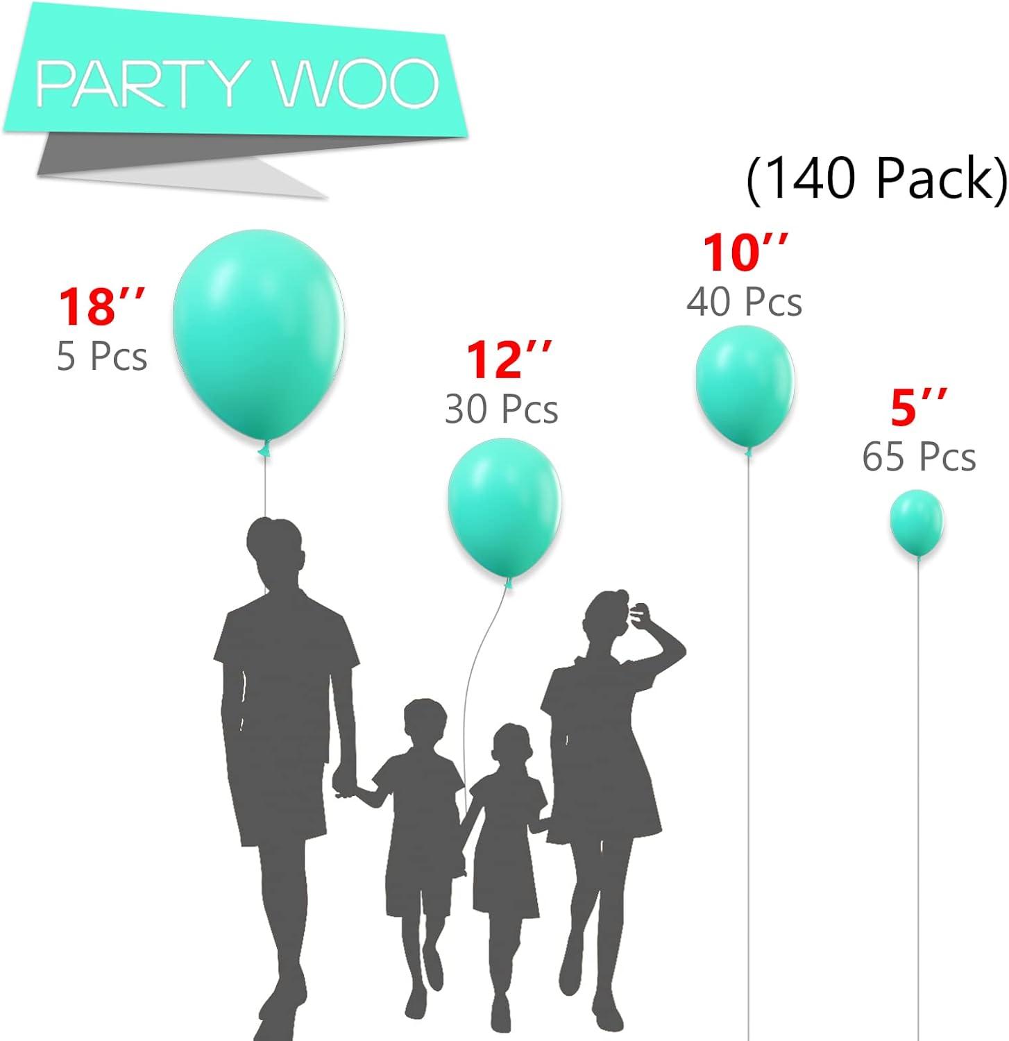 imagePartyWoo Teal Blue Balloons 140 pcs and Crepe Paper Streamers 4 Rolls