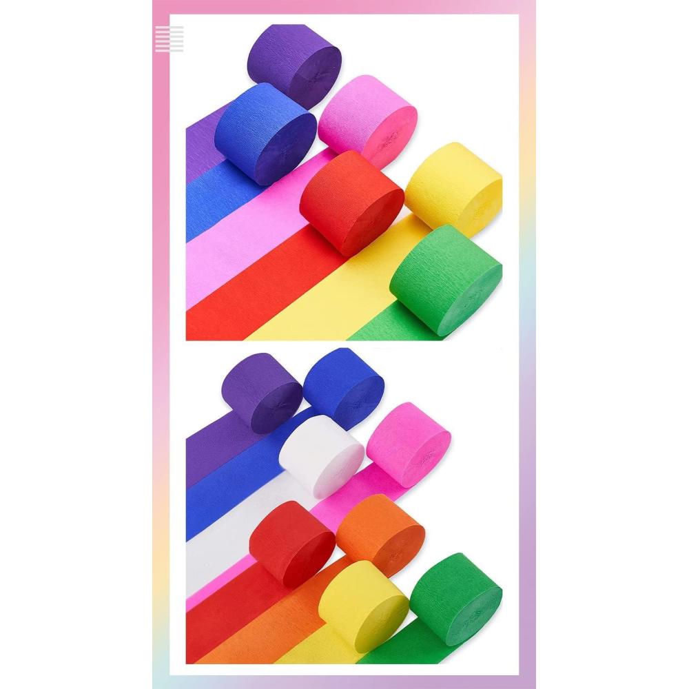 imagePartyWoo Crepe Paper Streamers 14 Rolls 656ft Pack of Rainbow Color Party Streamers for Party Decorations Birthday Decorations Wedding Decorations 18 Inch x 82 FtRoll