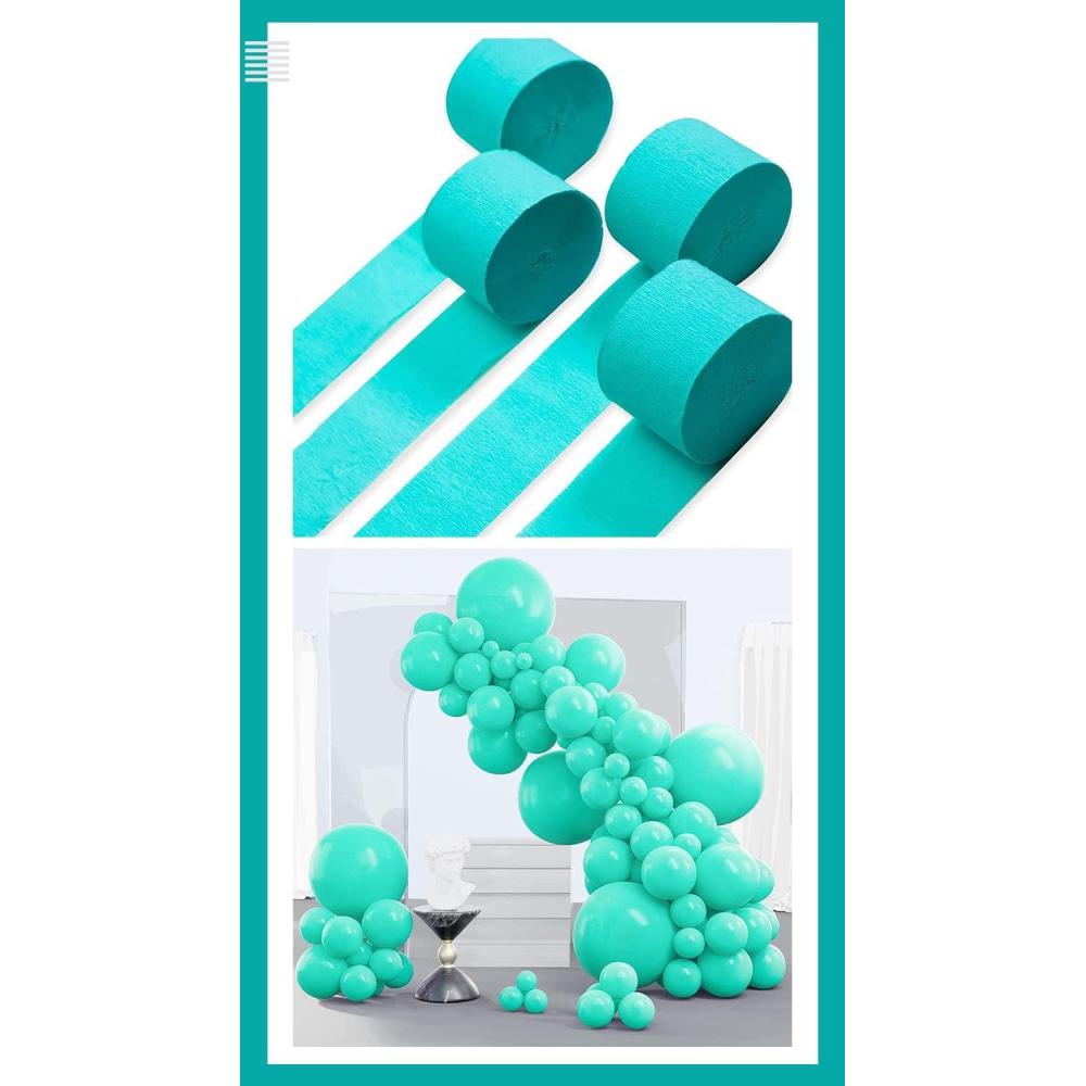 imagePartyWoo Teal Blue Balloons 140 pcs and Crepe Paper Streamers 4 Rolls