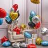 PartyWoo Foil Balloons, 30 pcs 18 Inch Star Balloons, Heart, Round Balloon for Party, Starry Night Party, Twinkle Twinkle Little Star Shower, Happy Birthday Decorations