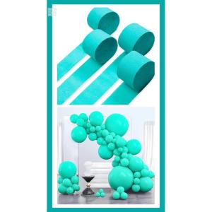 PartyWoo Teal Blue Balloons 100 pcs and Crepe Paper Streamers 4 Rolls