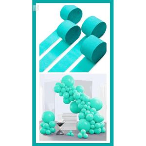 PartyWoo Teal Blue Balloons 140 pcs and Crepe Paper Streamers 4 Rolls