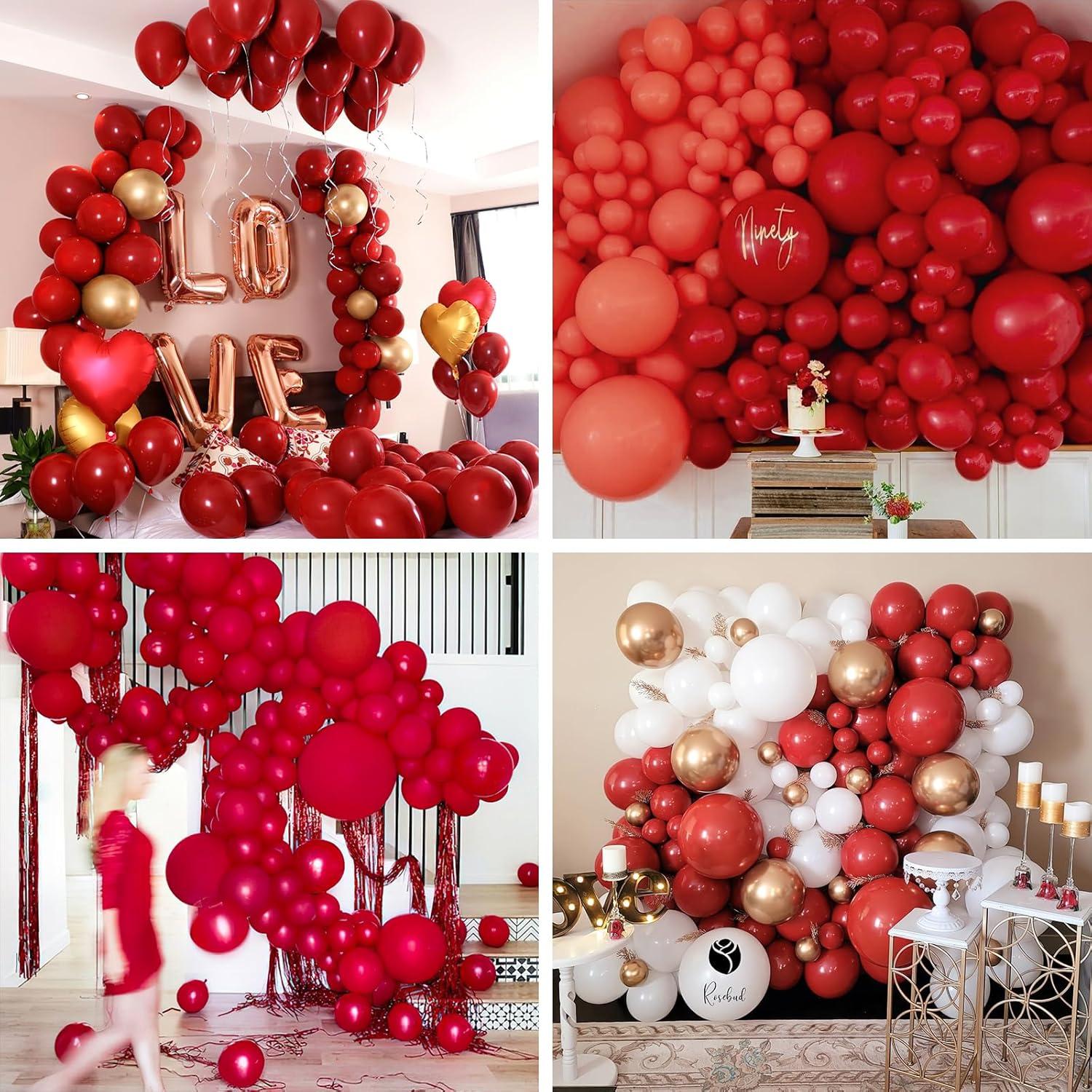 imagePartyWoo Maroon Balloons 50 pcs 12 Inch Burgundy Ruby Red Dark Red Latex Helium Balloons for Graduation Birthday Valentines Day Thanksgiving Wedding Anniversary Party Decorations RedY75