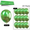 PartyWoo Metallic Apple Green Balloons, 51 pcs 12 Inch Green Metallic Balloons, Metallic Green Balloons for Balloon Garland or Balloon Arch as Birthday Decorations, Party Decorations, Green-G121