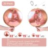 Rose Gold Foil Balloons by PartyWoo, 20 Pack: Round Balloons in 10″, “15”, “22 Inch Sizes, 4D Foil Balloons, Ribbon, Big Balloons for Birthday & Party Decorations