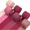 PartyWoo Dusty Pink Crepe Paper Streamers 6 Rolls 492 ft Pack of Metallic Rose Gold Burgundy Hot and Light Pink Crepe Paper for Bachelorette Birthday Party Decorations (1.8 Inch x 82 Ft/Roll)