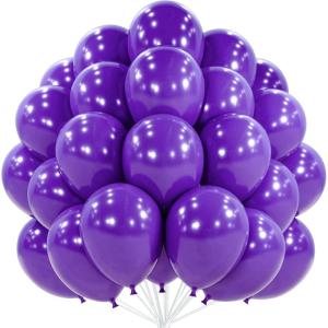 PartyWoo Dark Purple Balloons 51 pcs 12 Inch Royal Purple Balloons for Graduation Halloween Mardi Gras Ramadan Eid Wedding Baby Shower Anniversary Birthday Party Decorations Purple-Y16