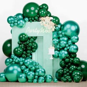 PartyWoo Green Balloons 138 pcs Different Sizes Pack of 18 12 10 5 Inch Dark Metallic Green Balloon Arch Kit Garland For Birthday Graduation Forest Theme Party Decorations Green-Y56 and Green-103