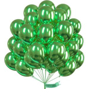 PartyWoo Metallic Apple Green Balloons, 51 pcs 12 Inch Green Metallic Balloons, Metallic Green Balloons for Balloon Garland or Balloon Arch as Birthday Decorations, Party Decorations, Green-G121