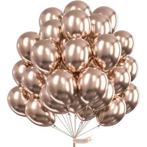 PartyWoo Metallic Rose Gold Balloons, 52 pcs 12 Inch Champagne Gold Balloons, Latex Balloons for Balloon Garland or Balloon Arch as Birthday Decorations, Wedding Decorations, Champagne Gold-G112