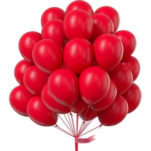 PartyWoo Red Balloons, 52 pcs 12 Inch Red Balloons, Latex Balloons for Balloon Garland or Balloon Arch as Birthday Decorations, Party Decorations, Wedding Decorations, Baby Shower Decorations, Red-Y57