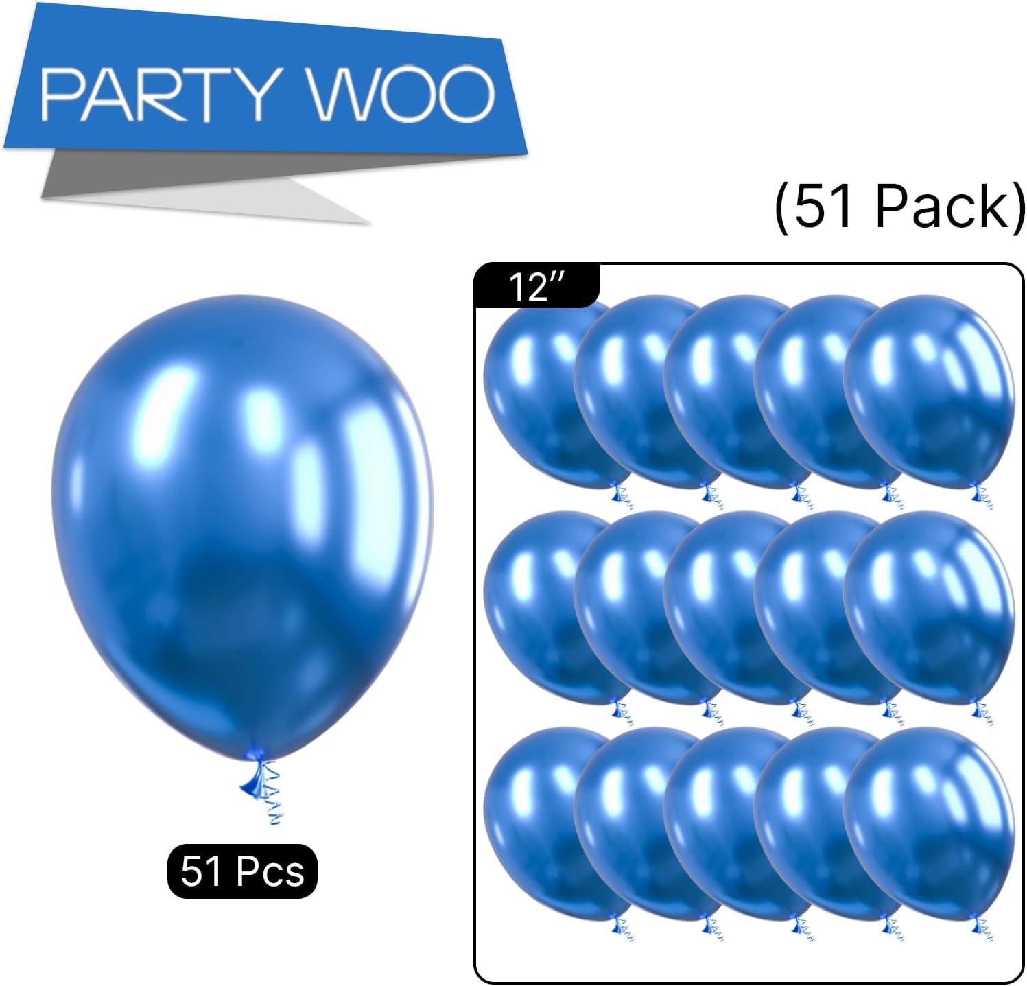 imagePartyWoo Metallic Blue Balloons 51 Pcs 12 Inch for Balloon Garland Arch Party Decorations Birthday Wedding BlueG106