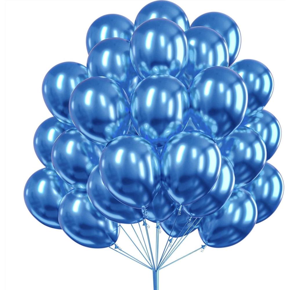 imagePartyWoo Metallic Blue Balloons 51 Pcs 12 Inch for Balloon Garland Arch Party Decorations Birthday Wedding BlueG106