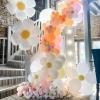 PartyWoo Daisy Foil Balloons 8 pcs Different Sizes Pack of 43 28 19 Inch Large White Flower Mylar Balloons and Ribbon for Baby Shower Little Cutie Daisy Flower Theme Birthday Party Decorations