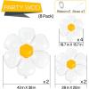 PartyWoo Daisy Foil Balloons 8 pcs Different Sizes Pack of 43 28 19 Inch Large White Flower Mylar Balloons and Ribbon for Baby Shower Little Cutie Daisy Flower Theme Birthday Party Decorations