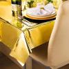 PartyWoo Gold Foil Tablecloth, 54 x 108 Inch Rectangle Party Tablecloth, Foil Tablecloth for 6 to 8 Foot Table, Metallic Table Cover, Plastic Table Cloth, Waterproof for Birthday Wedding (1 Pack)