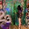 PartyWoo Green Streamers Backdrop 2pcs 3.3×6.6 ft Green Tinsel Foil Fringe Streamer Curtains Photo Backdrop for Graduation Birthday Wedding Dinosaur Jungle Golf Football Theme Party Decorations