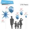 PartyWoo Metallic Blue Star Balloons 110pcs Different Sizes 18 12 10 5 Inch Pack 22 Inch Royal Blue Spike Star Explosion Foil Mylar Balloon Arch Kit for Birthday Party Decorations Blue-G119
