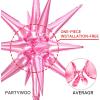 PartyWoo Metallic Pink Star Balloons 110pcs Different Sizes 18 12 10 5 Inch Pack 22 Inch Light Pink Spike Star Explosion Foil Mylar Balloon Arch Kit for Birthday Party Decorations Pink-G108